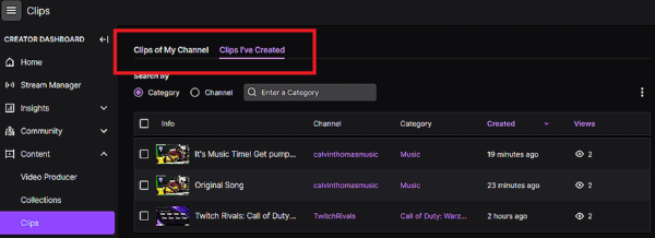 Twitch Clips Manager Options